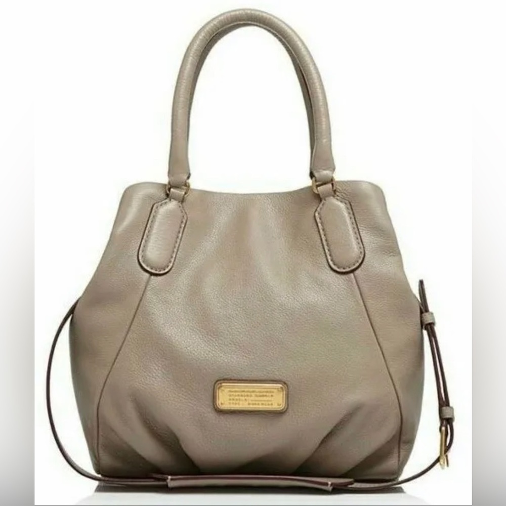 Marc Jacobs Classic Q Fran Leather Hobo shoulder hand bag in cement gray